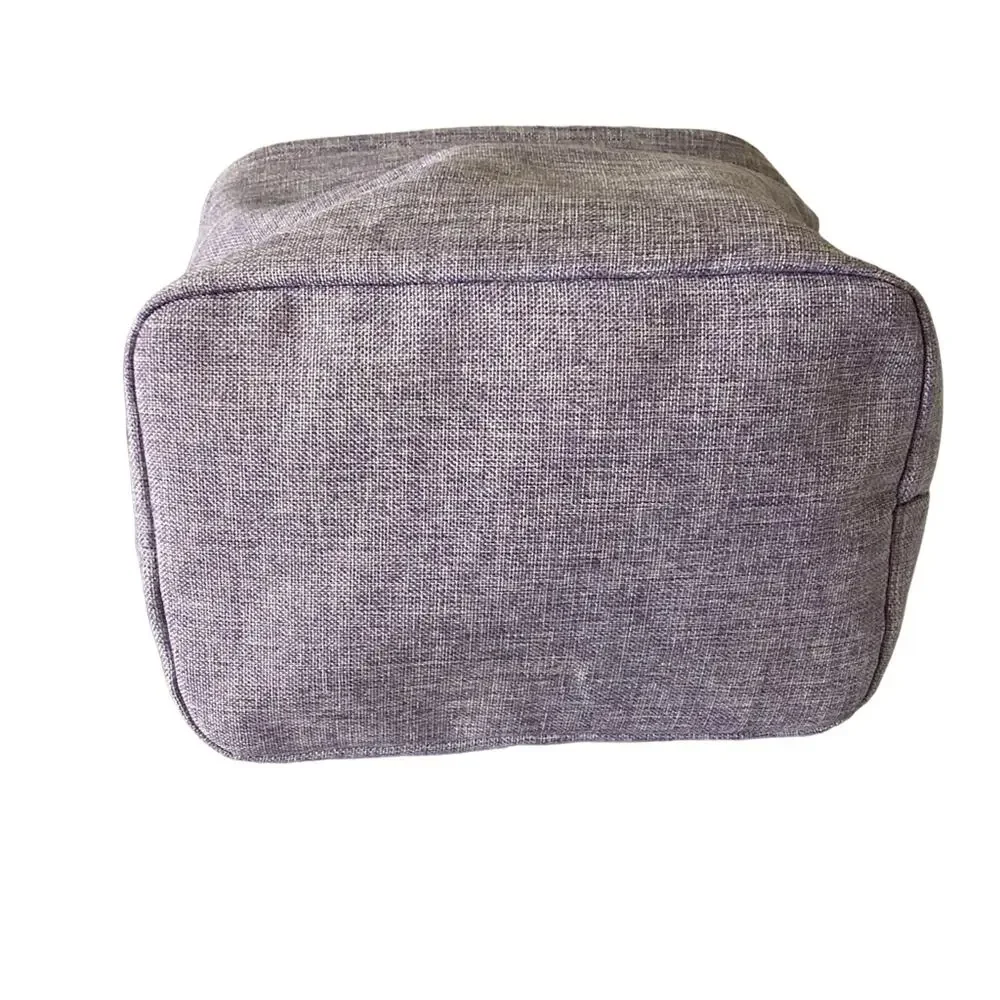 Lavender cloth basket with floral accents